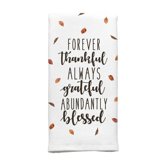 Blessed Wreath Always Grateful Kitchen Towels Set Potholder Oven Mitt 5-Piece - Picture 3 of 6
